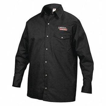 LINCOLN ELECTRIC Flame-Resistant Collared Shirt Black XL, 49CE53
