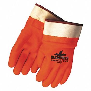 MCR SAFETY Gloves PVC L 12 in L Foam Smooth PR PK12, 49DC02