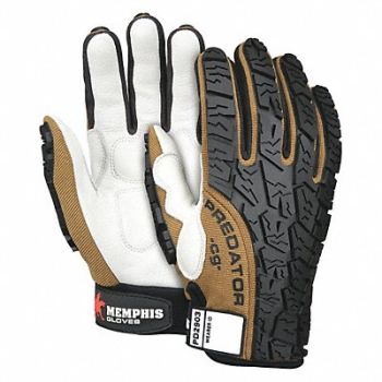 MCR SAFETY Gloves 2XL White/Black/Brown PR, 49DC61