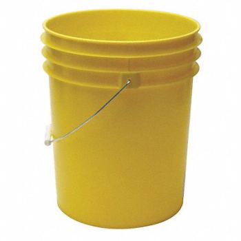 GRAINGER APPROVED Pail Polyethylene Yellow Open Head, 49EN70