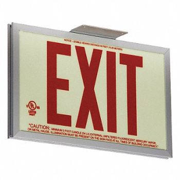 GRAINGER APPROVED Exit Sign 7 1/2 in x 13 in Plastic, 49EV31