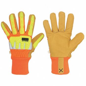 IRONCLAD Leather Glvs Hi-Viz Orange/Ylw 2XL PR, 49GV20