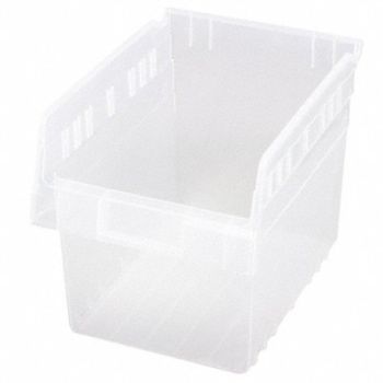 QUANTUM STORAGE SYSTEMS Shelf Bin Clear Polypropylene 8 in, 49H204