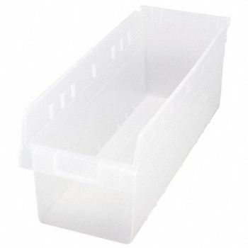 QUANTUM STORAGE SYSTEMS Shelf Bin Clear Polypropylene 8 in, 49H212