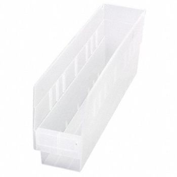 QUANTUM STORAGE SYSTEMS Shelf Bin Clear Polypropylene 6 in, 49H218