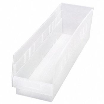QUANTUM STORAGE SYSTEMS Shelf Bin Clear Polypropylene 6 in, 49H223
