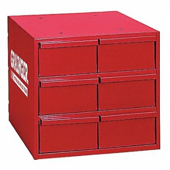 DURHAM MFG Bin Cab 6RedDrwr Gray 11 H RedDrwr, 49H237