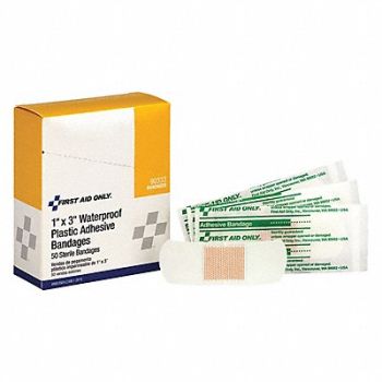 FIRST AID ONLY Adhesive Bandage Clear Plastic Box PK50, 49H393