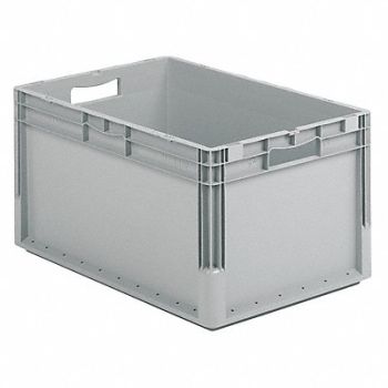 SSI SCHAEFER Straight Wall Container Gray Solid HDPE, 49H889