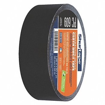 SHURTAPE Duct Tape Black 1 7/8 in x 60 yd 9 mil, 49JR07