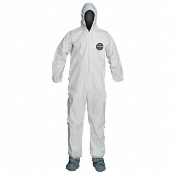 DUPONT Hooded Coveralls White 3XL Elastic PK25, 49JU19