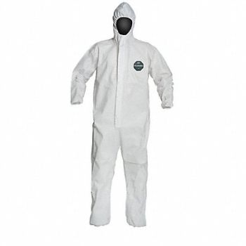 DUPONT Hooded Coveralls White 2XL Elastic PK25, 49JU36