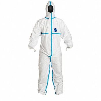 DUPONT Hooded Coverall Elastic White 6XL PK25, 49JU58