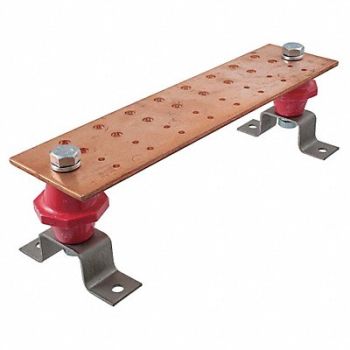 HUBBELL PREMISE WIRING Busbar Copper Grounding Bar L 16in, 49K823