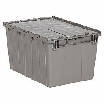 ORBIS Attached Lid Container Gray Solid HDPE, 49K914