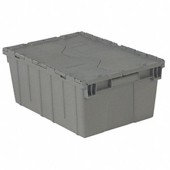 ORBIS H6168 Attached Lid Container Gray Solid HDPE, 49K915