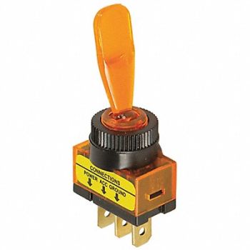 BATTERY DOCTOR Toggle Switch SPST Amber Panel Mount, 49LX01