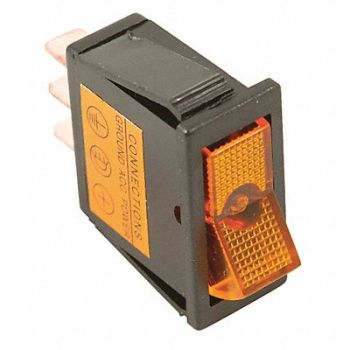 BATTERY DOCTOR Rocker Switch 1/4 Male Terminal Amber, 49LX18