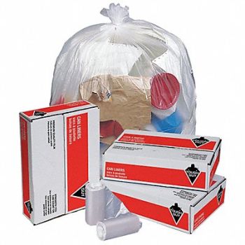 TOUGH GUY Trash Bags 33 gal Clear PK250, 49P431