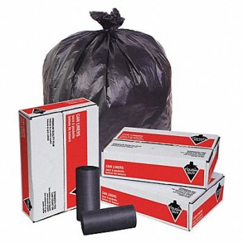 TOUGH GUY Trash Bags 45 gal Black PK150, 49P433