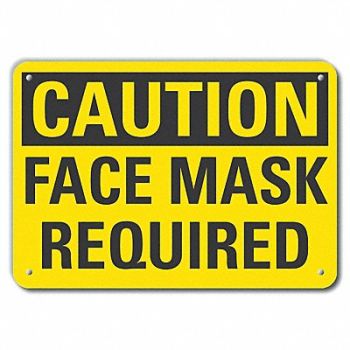 LYLE Rflct Face Mask Caution Sign 10x14in, 49VN88