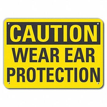LYLE Rflct Hearing Caution Sign 7x10in Alum, 49VP23