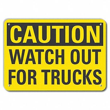 LYLE Rflctv Lift Truck Trfc Caut Sign 10x14in, 49VP67