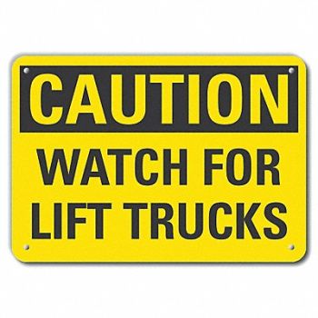 LYLE Rflct Lift Truck Trfc Caut Sign 10x14in, 49VP91