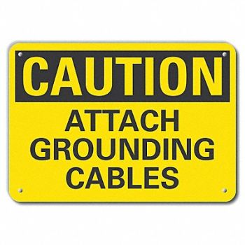 LYLE Rflct Grounding Caut Sign 10x14in Alum, 49VR76