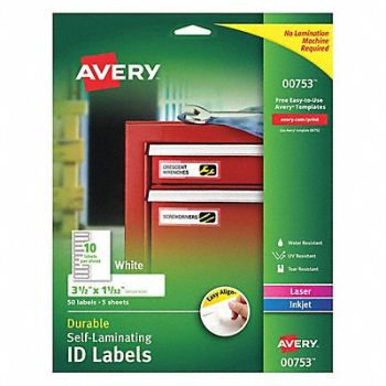 AVERY Label 3-1/2 Wx1-1/32 H 50 Labels PK5, 49VT46
