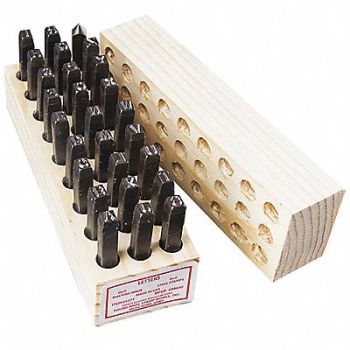 YOUNG BROS. STAMP WORKS Steel Stamps Set 3-3/8 Shank L Steel, 49VX10