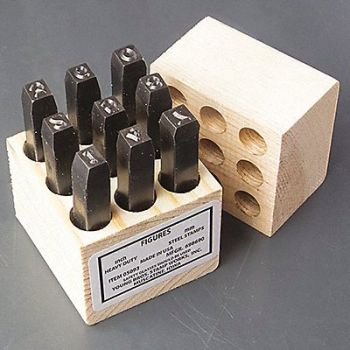 YOUNG BROS. STAMP WORKS Number Set 3/16 in H 36 Pieces, 39GA49