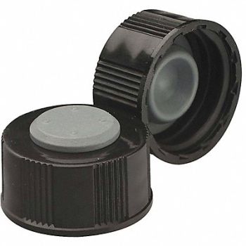WHEATON Cap 20-400mm Screw On PP Black PK100, 49WF74