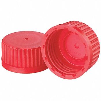 WHEATON Screw Cap Screw On PP Red PK12, 49WF76