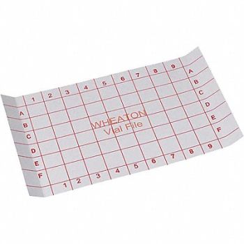 WHEATON Index Card For 54 Vials Store Case PK35, 49WG17