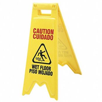 ABILITY ONE Floor Safety Sign Yellow 24 5/8 in H, 49XK97