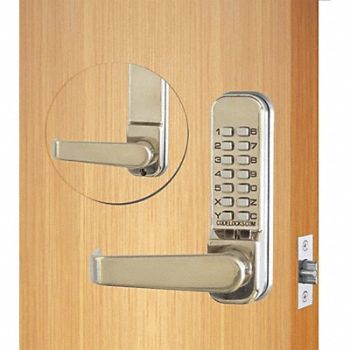CODELOCKS Mechanical Lockset Stainless Steel Lever, 49XN69