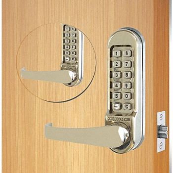 CODELOCKS Mechanical Lockset Stainless Steel Lever, 49XN91