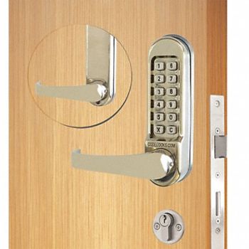 CODELOCKS Mechanical Lockset Stainless Steel Lever, 49XN93