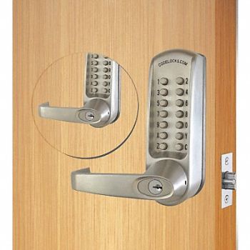 CODELOCKS Mechanical Lockset Brushed Steel Lever, 49XP08