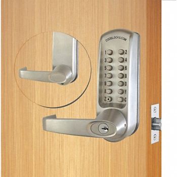 CODELOCKS Mechanical Lockset Brushed Steel Lever, 49XP12