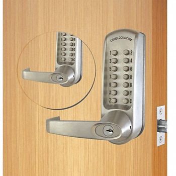CODELOCKS Mechanical Lockset Brushed Steel Lever, 49XP16