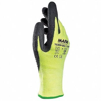 TEMP-DEX Heat Resistant Gloves Nitrile Ylw 7 PR, 49Y253