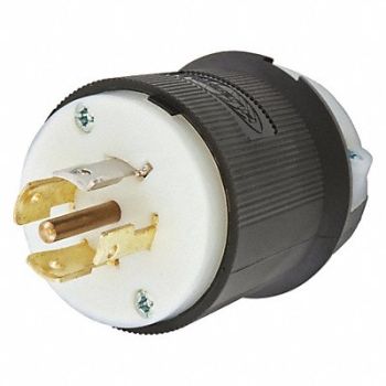 HUBBELL Locking Plug Black/White Nylon 4 Poles, 49YK31