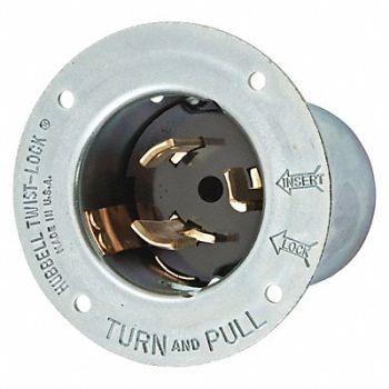 HUBBELL Flanged Locking Inlet Silver 250VAC 50A, 49YK33