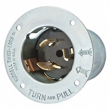 HUBBELL Locking Receptacle Silver 125VAC 50A, 49YK42