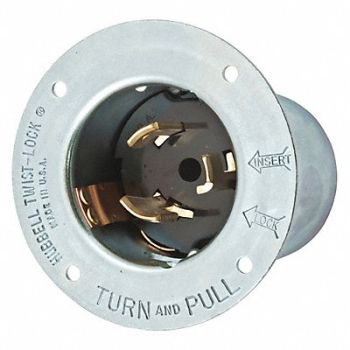 HUBBELL Flanged Locking Inlet Slvr Steel 480VAC, 49YK43