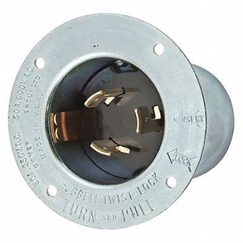 HUBBELL Flanged Locking Inlet 600VAC/250VDC 50A, 49YK44