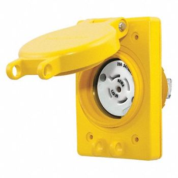 HUBBELL Locking Receptacle Yellow 347/600VAC 20A, 49YK45
