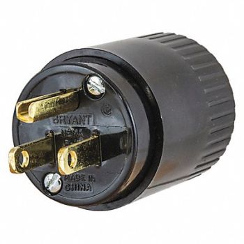 HUBBELL Blade Plug Blk 0.245 to 0655 Cord Size, 49YK49